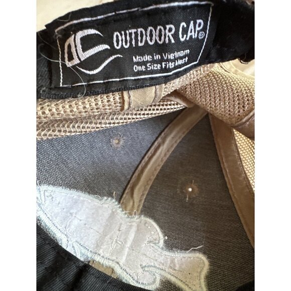 Khaki Meshback Outdoor Fishing Embroidered Design Hat Cap Adjustable - Picture 6 of 7